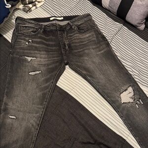 Men's Distressed Gray Jeans